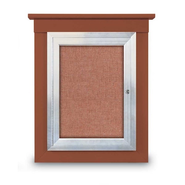 72"x48" 3-Door Enclosed Letterboard, Blue Felt/Cherry